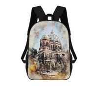 sinyumoney Berlin Germany Watercolor Sac À Dos Avec Poche, Sacs À Dos Imprimés En 3D, Sacs De Voyage, Sacs À Livres, Sacs D'école Pour Enfants 17inch