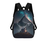 sinyumoney Beyond The Horizon Sac à dos imprimé 3D pour enfants Sac à dos d'école haute capacité Sacs à dos de voyage Sacs à dos pour enfants, Maison Montagnes Espace, 17"