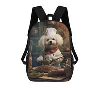 sinyumoney Bichon Frise Chef Sac À Dos Enfant Fille 3D, Sac D'école, Sac À Dos Pour Tout-petits, Sac À Dos Décontracté, Sac À Livres Tendance 17inch