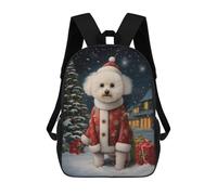 sinyumoney Bichon Frise Christmas Dog Sac À Dos Scolaire Pour Adolescents, Imprimé En 3D, Ajustable, À Poches Tendance, Pour Enfants, Garçons, Filles, Étudiants Et Adolescents 17inch
