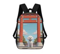 sinyumoney Bichon Frise Torii Gate Sac À Dos Pour Garçons Et Adolescents, Sacs À Dos Pour Filles, Sacs À Dos Pour Tout-petits, Sacs À Livres Pour L'école Primaire Et Le Collège 17inch