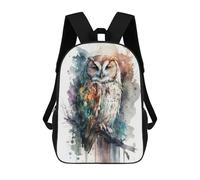 sinyumoney Bird Owl Watercolor Sac À Dos Scolaire Enfant Tendance Et Décontracté, Sac À Dos Imprimé En 3D Pour Garçon, Grand Sac À Dos 17inch