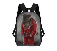 sinyumoney Bison Bull Martial Artist Sac À Dos Scolaire Pour Filles Et Garçons, Grande Capacité, Léger, Pour Enfants Et Étudiants 17inch