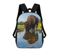 sinyumoney Bison Drinking from Pond Wildlife Photo Sacs À Dos Pour Enfants, Cartables, Sacs À Dos Scolaires Imprimés En 3D, Sacs À Dos De Voyage Tendance Pour Enfants (primaire, Collège) 17inch