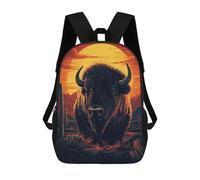 sinyumoney Bison in Desert Sunset Sac À Dos Scolaire Pour Enfants Imprimé En 3D, Idéal Pour Les Voyages Et Les Lectures, Pour Les Garçons Et Les Élèves Du Primaire 17inch