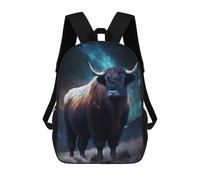 sinyumoney Bison Space 17inch Sac À Dos Scolaire Imprimé En 3D Pour Enfants, Style Décontracté Et Tendance, Idéal Pour Les Voyages Et Les Études.