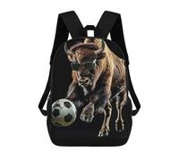 sinyumoney Bison with Soccer Ball Sac À Dos Scolaire Imprimé En 3D Pour Enfants, Sac À Dos Garçon/fille, Sac De Voyage Pour Enfants 17inch
