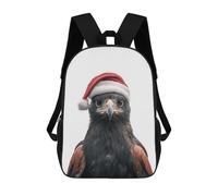 sinyumoney Black And Chestnut Eagle with Santa Hat Sac À Dos, Cartable Imprimé En 3D, Sac À Goûter, Sac À Dos De Voyage, Sac À Dos Entre Amis, Sac À Dos Scolaire Pour Filles Et Garçons 17inch