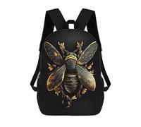 sinyumoney Black And Gold Bee Sacs À Dos Imprimés En 3D Pour Enfants 17inch Sacs À Dos Tendance Et Décontractés Pour La Journée, Sacs De Voyage, Sacs À Dos D'extérieur Pour Garçons Et Filles