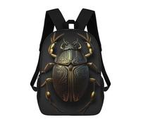 sinyumoney Black And Gold Beetle Sacs À Dos Tendance Imprimés En 3D 17inch Sac D'école Décontracté Pour Enfants, Garçons, Élèves Du Primaire Et Du Collège