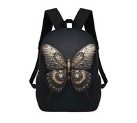 sinyumoney Black And Gold Butterfly 17inch Sac À Dos Scolaire Imprimé En 3D Pour Enfants, Style Décontracté Et Tendance, Idéal Pour Les Voyages Et Les Études.