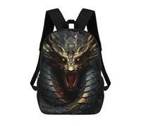 sinyumoney Black And Gold Dragon Sac À Dos Scolaire Pour Enfants Imprimé En 3D, Idéal Pour Les Voyages Et Les Lectures, Pour Les Garçons Et Les Élèves Du Primaire 17inch