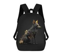 sinyumoney Black And Gold Fox Sac À Dos Scolaire Grand Format, Résistant À L'eau, Pour Ordinateur Portable, Idéal Pour L'école, Le Travail Et Les Voyages 17inch
