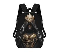 sinyumoney Black And Gold Hooded King Sacs À Dos Pour Enfants, Sac À Dos Scolaire Imprimé En 3D Pour Enfants, Sac À Dos De Voyage, Sac À Livres Pour Enfants 17inch Sac D'école