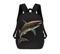 sinyumoney Black And Gold Shark Sacs À Dos Imprimés En 3D Pour Enfants 17inch Sacs À Dos Tendance Et Décontractés Pour La Journée, Sacs De Voyage, Sacs À Dos D'extérieur Pour Garçons Et Filles