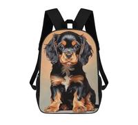 sinyumoney Black And Tan Cavalier King Charles Spaniel Puppy Sac À Dos Scolaire Pour Filles Et Garçons, Grande Capacité, Léger, Pour Enfants Et Étudiants 17inch