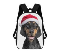 sinyumoney Black And Tan Coonhound Dog with Santa Hat Sac À Dos Scolaire Imprimé En 3D Pour Garçons Et Filles, Sac À Dos Pour Enfants, Sac De Voyage 17inch