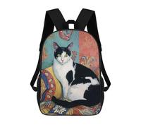 sinyumoney Black And White Cat Painting 17inch Sacs À Dos Scolaires Imprimés En 3D - Sacs À Dos Tendance Pour Garçons Du Primaire Et Du Collège