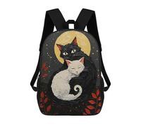 sinyumoney Black And White Cats Under Moon Painting Sac À Dos Scolaire Pour Enfants Imprimé En 3D, Idéal Pour Les Voyages Et Les Livres 17inch