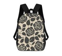 sinyumoney Black And White Rose Mid Century Sac À Dos Scolaire Pour Enfants, 43 Cm (17 Pouces), Imprimé En 3D, Pour Garçons, Élèves Du Primaire Et Du Collège