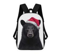 sinyumoney Black Bear with Christmas Santa Hat Sacs À Dos Pour Enfants, Cartables Imprimés En 3D, Sacs À Dos Pour Élèves Du Primaire Et Du Collège (garçons Et Filles) 17inch