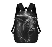 sinyumoney Black Bull Head Sac À Dos Enfant Fille 3D, Sac D'école, Sac À Dos Pour Tout-petits, Sac À Dos Décontracté, Sac À Livres Tendance 17inch