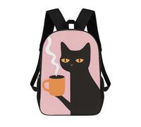 sinyumoney Black Cat Coffee - Funny Cat Sac À Dos Scolaire, Sac À Dos Professionnel Pour Ordinateur Portable, Sac À Dos Unisexe Décontracté Pour Hommes, Femmes Et Adolescents 17inch