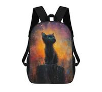 sinyumoney Black Cat Galaxy Art Print Sacs À Dos 17 Pouces Pour Enfants, Sacs D'école Imprimés En 3D Pour Élèves Du Primaire Et Du Collège, Garçons Et Filles
