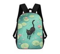 sinyumoney Black Cat in A Lily Pond Sac À Dos, Cartable Imprimé En 3D, Sac À Goûter, Sac À Dos De Voyage, Sac À Dos Entre Amis, Sac À Dos Scolaire Pour Filles Et Garçons 17inch