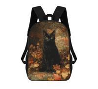 sinyumoney Black Cat in Autumn Garden Sacs À Dos Tendance Imprimés En 3D 17inch Sac D'école Décontracté Pour Enfants, Garçons, Élèves Du Primaire Et Du Collège
