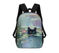 sinyumoney Black Cat in Pond Sacs À Dos 17 Pouces Pour Enfants, Sacs D'école Imprimés En 3D Pour Élèves Du Primaire Et Du Collège, Garçons Et Filles