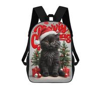 sinyumoney Black Cat Merry Christmas Sacs À Dos Imprimés En 3D 17inch Sac À Dos Scolaire Pour Enfants, Sac À Dos Décontracté Pour La Journée, Sac De Voyage Décontracté Pour Les Élèves Du Collège