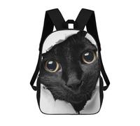 sinyumoney Black Cat Peeking Through Torn Paper Sacs À Dos 17 Pouces Pour Enfants, Sacs D'école Imprimés En 3D Pour Élèves Du Primaire Et Du Collège, Garçons Et Filles