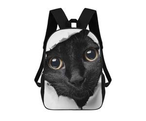 sinyumoney Black Cat Peeking Through Torn Paper Sacs À Dos 17 Pouces Pour Enfants, Sacs D'école Imprimés En 3D Pour Élèves Du Primaire Et Du Collège, Garçons Et Filles