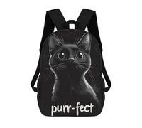 sinyumoney Black Cat Portrait And Purr-fect Sac À Dos Scolaire Imprimé En 3D Pour Garçons Et Filles, Sac À Dos Pour Ordinateur Portable Pour Enfants/étudiants/adultes 17inch