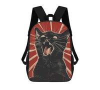 sinyumoney Black Cat Propaganda Art Sac À Dos Scolaire Pour Adolescents, Imprimé En 3D, Ajustable, À Poches Tendance, Pour Enfants, Garçons, Filles, Étudiants Et Adolescents 17inch