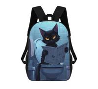 sinyumoney Black Cat Reading Newspaper Sac À Dos Scolaire Imprimé En 3D, Sac À Dos Décontracté Pour Enfants, Sac D'école Imprimé En 3D Pour Garçons, Primaire Et Collège 17inch