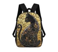 sinyumoney Black Cat Stained Glass Sacs À Dos Scolaires Pour Enfants, Sac D'école Imprimé En 3D Pour Garçons, Élèves Du Primaire Et Du Collège 17inch