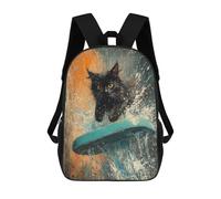 sinyumoney Black Cat Surfing Splash Art Sac À Dos Enfant, Cartable, Sacs À Dos Scolaires Imprimés En 3D Pour Élèves Du Primaire Et Du Collège, Cadeau D'anniversaire Pour Adolescents 17inch