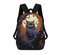 sinyumoney Black Cat Under Full Moon Sac À Dos Enfant, Cartable Pour Garçons Et Adolescents, Sac À Dos De Voyage, Sac À Dos Scolaire, Sac À Livres 17inch