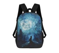 sinyumoney Black Cat Under Full Moon Sac À Dos Scolaire Imprimé En 3D Pour Enfants, Sac À Dos Garçon/fille, Sac De Voyage Pour Enfants 17inch