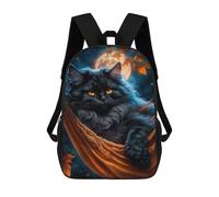 sinyumoney Black Cat Under The Moon Sac À Dos Imprimé En 3D Pour Enfants, Sac D'école Grande Capacité, Sac De Voyage, Sac À Livres, Sac À Dos Scolaire Pour Enfants 17inch