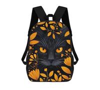 sinyumoney Black Cat with Golden Floral Frame Sac À Dos, Cartable Imprimé En 3D, Sac À Goûter, Sac À Dos De Voyage, Sac À Dos Entre Amis, Sac À Dos Scolaire Pour Filles Et Garçons 17inch