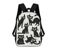 sinyumoney Black Cats Illustration Sacs À Dos Tendance Imprimés En 3D 17inch Sac D'école Décontracté Pour Enfants, Garçons, Élèves Du Primaire Et Du Collège