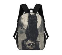sinyumoney Black Cats Skull Thrones Sac À Dos Enfant Fille 3D, Sac D'école, Sac À Dos Pour Tout-petits, Sac À Dos Décontracté, Sac À Livres Tendance 17inch