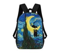 sinyumoney Black Cats Starry Night Sac À Dos Pour Garçons Et Adolescents, Sacs À Dos Pour Filles, Sacs À Dos Pour Tout-petits, Sacs À Livres Pour L'école Primaire Et Le Collège 17inch
