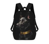 sinyumoney Black & Gold Belgian Malinois Sacs À Dos Imprimés En 3D 17inch Sac À Dos Scolaire Pour Enfants, Sac À Dos Décontracté Pour La Journée, Sac De Voyage Décontracté Pour Les Élèves Du Collège