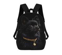 sinyumoney Black & Gold Pomeranian Sac À Dos Scolaire Pour Enfants, 43 Cm (17 Pouces), Imprimé En 3D, Pour Garçons, Élèves Du Primaire Et Du Collège