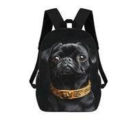 sinyumoney Black & Gold Pug Sac À Dos Imprimé 3D Pour Enfants, Sac À Dos Léger Pour Écoliers Et Écoliers, Sac À Goûter Pour La Crèche 17inch