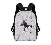 sinyumoney Black Horse Among White Ones-2 Sacs À Dos, Sac À Dos Enfant, Sac D'école, Sac À Dos De Voyage Imprimé En 3D, Accessoire De Mode, Sac À Dos Imperméable Pour Enfants 17inch